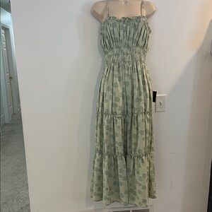 Lulu's Sage Green Floral Maxi Dress